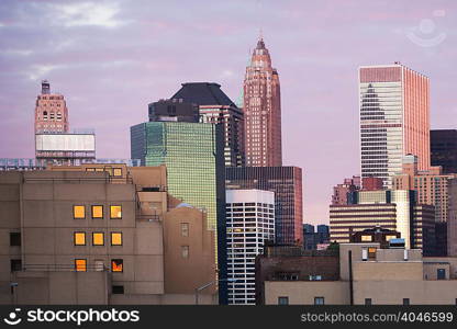 New York City skyline at dusk