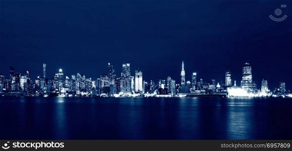 New York City Skyline at night, USA