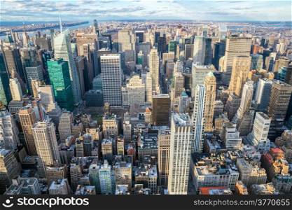 New York City skyline with urban skyscrapers USA.