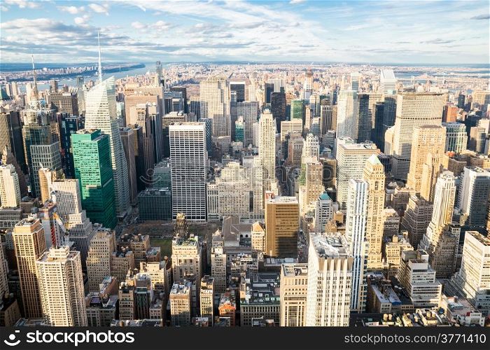 New York City skyline with urban skyscrapers USA.