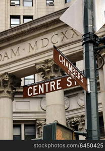 New York City Street Signage - Chambers and Centre