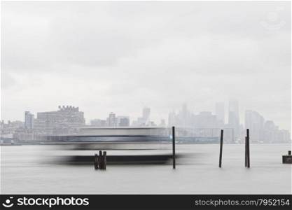 NEW YORK CITY, USA - JUNE 2, 2015: New York City skyline as seen on a foggy day of June 2, 2015.