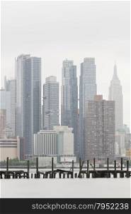 NEW YORK CITY, USA - JUNE 2, 2015: New York City skyline as seen on a foggy day of June 2, 2015.