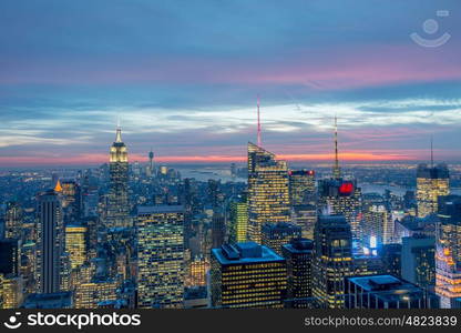 New York - DECEMBER 20, 2013: View of Lower Manhattan on December 20 in New York, USA. New York has one of the best night views. New York - DECEMBER 20, 2013: View of Lower Manhattan on Decembe