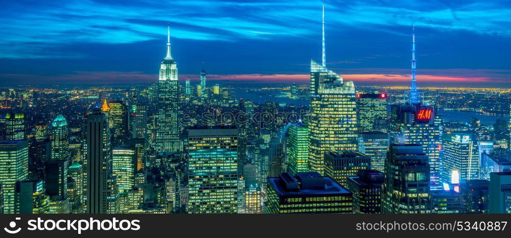 New York - DECEMBER 20, 2013: View of Lower Manhattan on December 20 in New York, USA. New York has one of the best night views. New York - DECEMBER 20, 2013: View of Lower Manhattan on Decembe