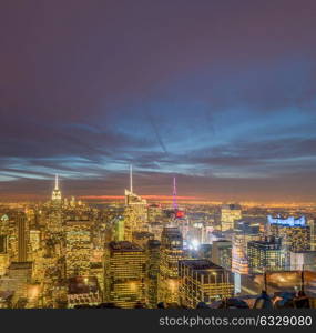 New York - DECEMBER 20, 2013: View of Lower Manhattan on December 20 in New York, USA. New York has one of the best night views. New York - DECEMBER 20, 2013: View of Lower Manhattan on Decembe