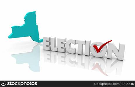New York NY Election Voting State Map Word 3d Illustration