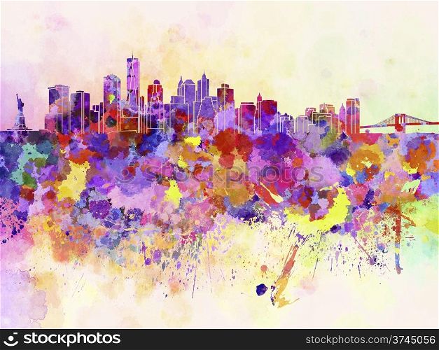 New York skyline in watercolor background