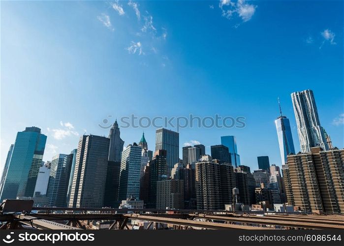 New York skyscrapers on bright day