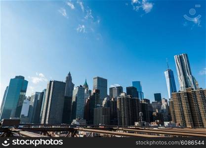 New York skyscrapers on bright day