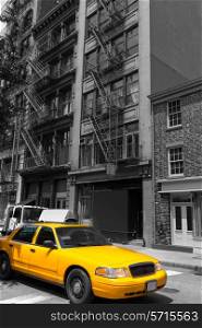 New York Soho buildings yellow cab taxi of Manhattan New York City NYC USA