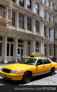 New York Soho buildings yellow cab taxi of Manhattan New York City NYC USA