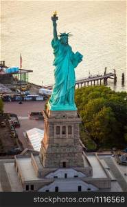 New York Statue of Liberty aerial view. New York Statue of Liberty from aerial view