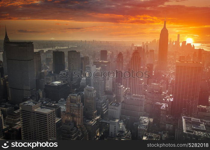 New York view from the Hudson and Statue of Liberty. New York view from the Hudson