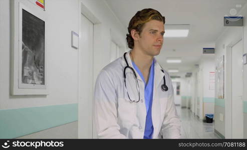 New young male doctor in a medical building