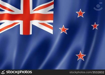 New Zealand flag, three dimensional render, satin texture. New Zealand flag