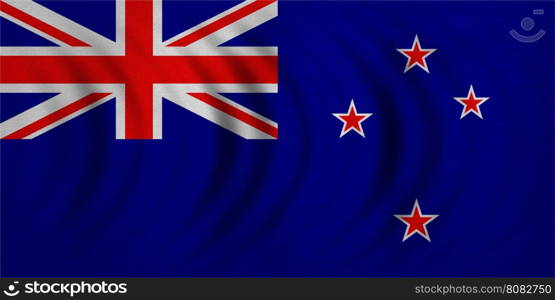 New Zealand national official flag. Patriotic symbol, banner, element, background. Correct colors. Flag of New Zealand wavy with real detailed fabric texture, accurate size, illustration