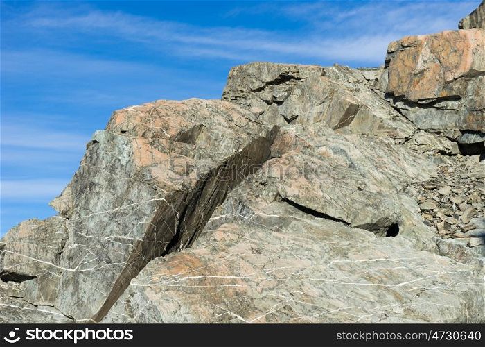 New Zealand. Natural landscape of stone rock with clear blue sky