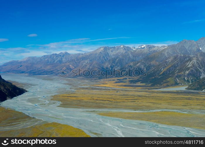 New Zealand. Natural landscape of stone rock with clear blue sky