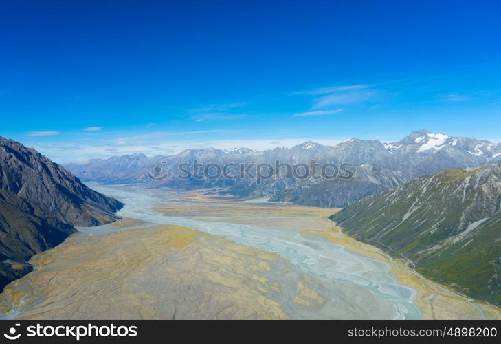 New Zealand. Natural landscape of stone rock with clear blue sky