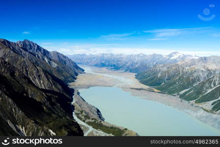 New Zealand. Natural landscape of stone rock with clear blue sky