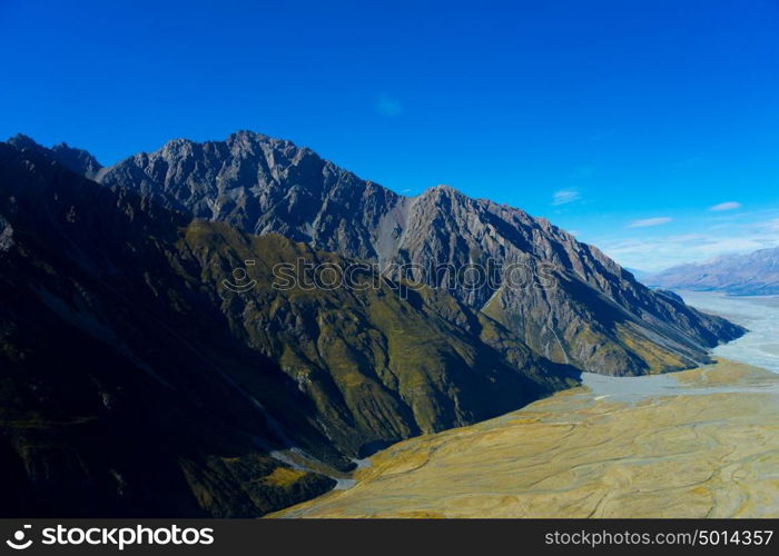 New Zealand. Natural landscape of stone rock with clear blue sky