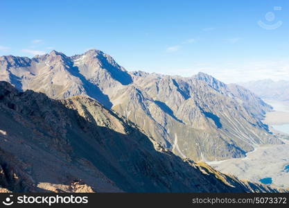 New Zealand. Natural landscape of stone rock with clear blue sky