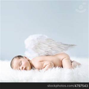 Newborn baby as an cute angel
