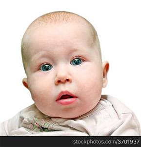 Newborn baby close up isolated on white background