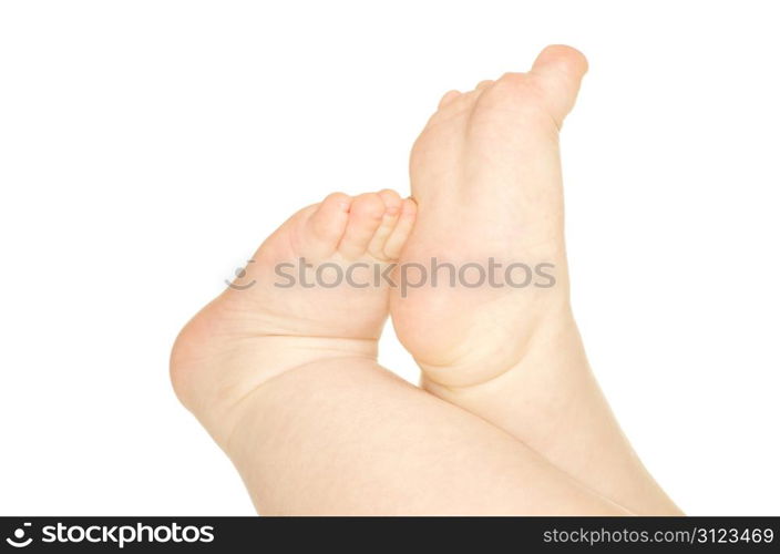 newborn baby feet isolated on white