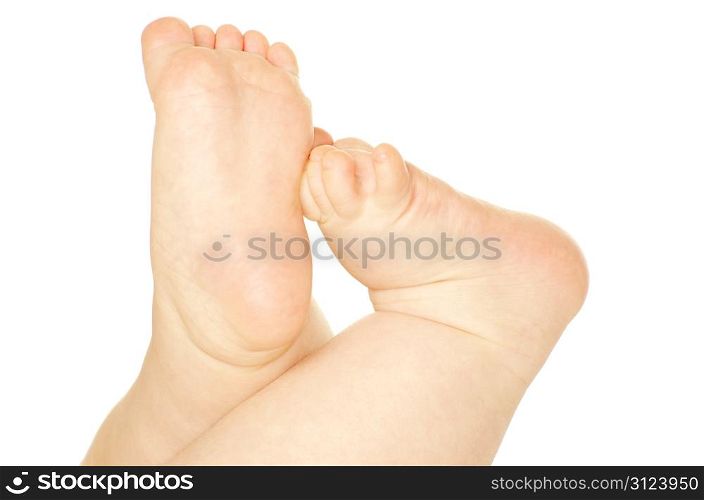 newborn baby feet isolated on white