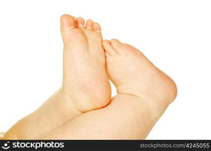 newborn baby feet isolated on white