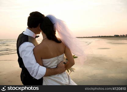 Newlywed Couple on Beach