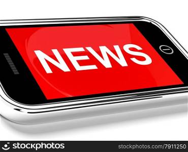 News Headline On Mobile Phone For Online Information Or Media. News Headline On A Mobile Phone For Online Information Or Media