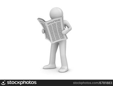 News, man with newspaper (3d isolated characters series)