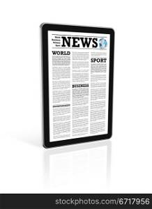 News on a digital tablet pc computer - isolated on white with 2 clipping path : one for global scene and one for the screen. News on a digital tablet pc computer