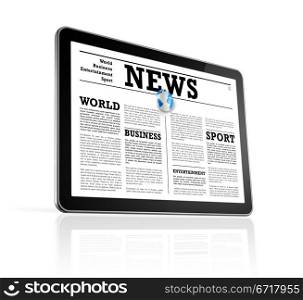 News on a digital tablet pc computer - isolated on white with clipping path. News on a digital tablet pc computer