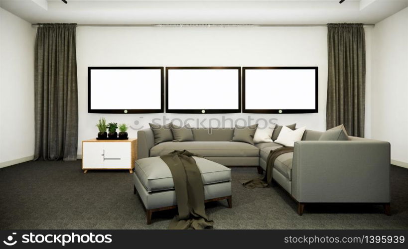 News studio white room design Backdrop for TV shows.3D rendering