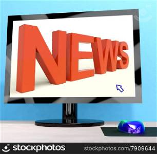 News Word On Computer Showing Media And Information . News Word On Computer Shows Media And Information