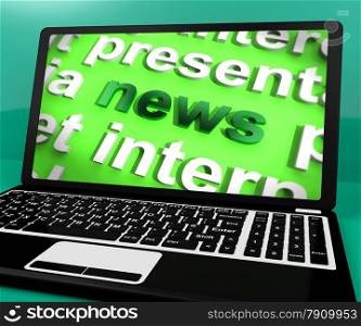 News Word On Laptop Shows Media And Information. News Word On Laptop Showing Media And Information