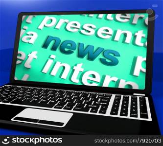 News Word On Laptop Shows Media And Information. News Laptop Shows Www Media Newspapers And Headlines Online