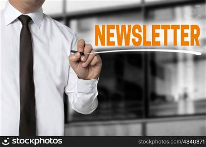 Newsletter is written by businessman background concept. Newsletter is written by businessman background concept.