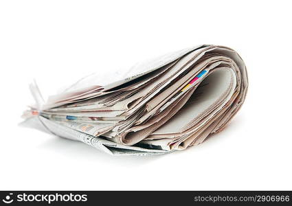 newspapers over white background