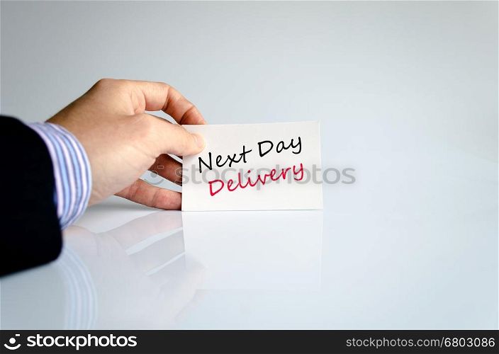Next day delivery text concept isolated over white background