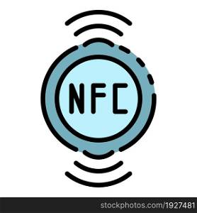 Nfc chip icon. Outline nfc chip vector icon color flat isolated. Nfc chip icon color outline vector