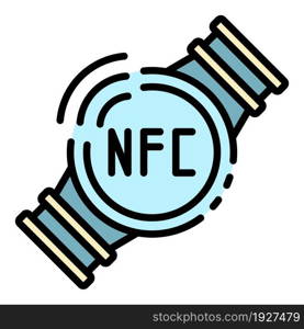 Nfc smart watch icon. Outline nfc smart watch vector icon color flat isolated. Nfc smart watch icon color outline vector