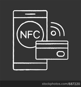 NFC technology chalk icon. Near field communication. Contactless payment. Cashless smartphone payment. Isolated vector chalkboard illustration. NFC technology chalk icon