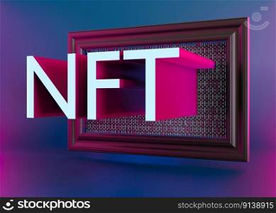 NFT, non fungible token. Creation of digital, crypto art, sale on NFT marketplace. Selling games characters, blockchain assets and digital artwork. Future, cryptocurrencies and e-commerce. 3d render. NFT, non fungible token. Creation of digital, crypto art, sale on NFT marketplace. Selling games characters, blockchain assets and digital artwork. Future, cryptocurrencies and e-commerce. 3d render.
