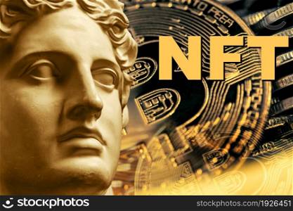 NFT Non fungible token. Crypto art concept. Technology selling unique collectibles, games characters, blockchain assets and digital artwork. Cryptocurrencies and e-commerce. Future of art market.. NFT Non fungible token. Crypto art concept. Technology selling unique collectibles, games characters, blockchain assets and digital artwork. Future of art market. Cryptocurrencies and e-commerce.