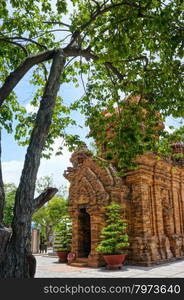 NHA TRANG, VIET NAM- AUG 25: Ponagar tower, ancient temple, call thap ba po nagar or Po Inu Nagar, fammous religious architect for Nhatrang travel, with cham culture from stone, Vietnam, Aug 25, 2015